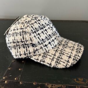 HM Plaid Hat Divided Adjustable Back H&M Black And White Plaid